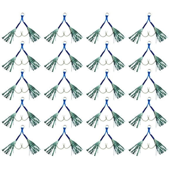 20Pcs Small Jigs Jigging Hook Assist Rigs Circles Hook Double Fishing Assist Hook Kits Sea Fishing Jigging Lures Hook