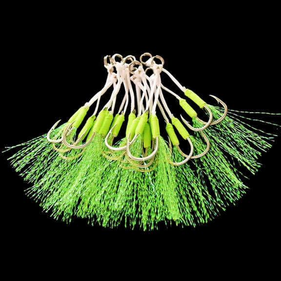 20Pcs Small Jigs Jigging Hook Assist Rigs Circles Hook Double Fishing Assist Hook Kits Sea Fishing Jigging Lures Hook
