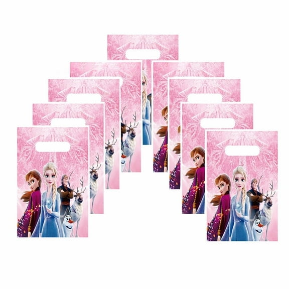 20Pcs Snow Elsa Anime Cartoon Theme Party Gift Bags, Handheld Favor Candy Bags with Carry Handle for Birthday Party Decorations Supplies