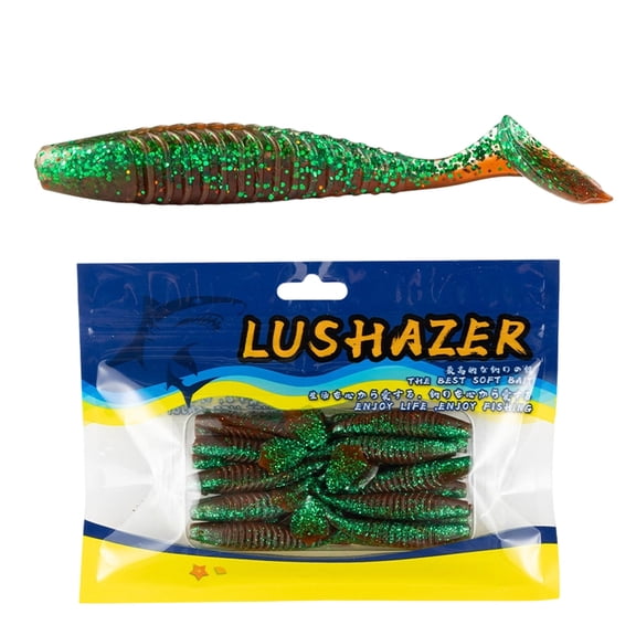 20Pcs Soft Fishing Lures Floating T-Tail Ribbed Worm Artificial Baits for Bass Mandarin Fish Topmouth Culter Freshwater Fishing Tackle for Professional Anglers