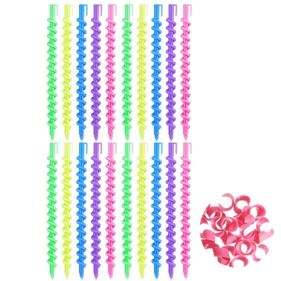 20Pcs Spirals Perm Rods Heatless Curls Rod Overnight Hair Roller Curlers Spirals Curls Rods Perm Waves Curlers Set Women