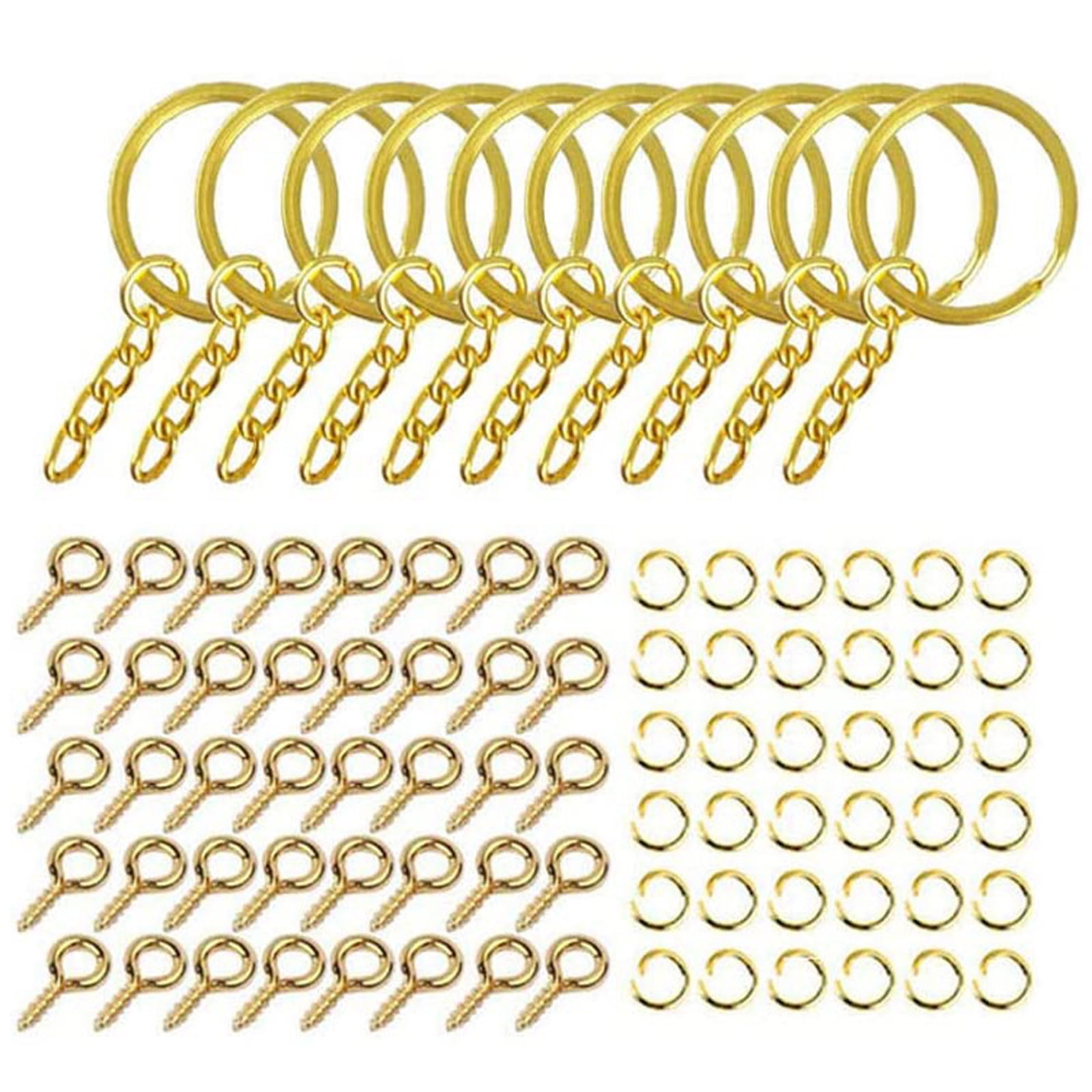 Split Open Key Rings 20Pcs Split Keys Rings with Chain and Jump Rings Screw Eye Pins Metal ...