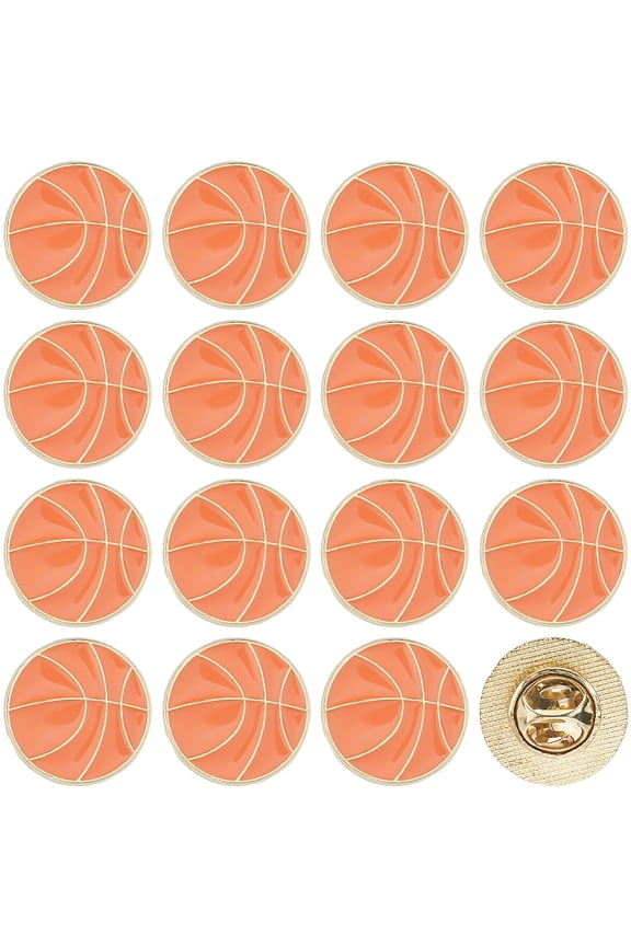 20Pcs Sport Enamel Pins Alloy Brooches for Backpack Clothes Basketball 18mm