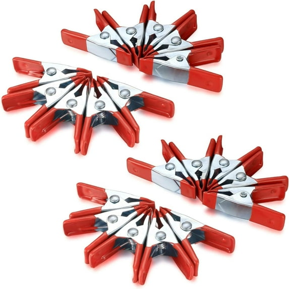 20Pcs Spring Clamps Heavy Duty, Metal Tent Clips with Rubber Tips for Woodworking, Camping, Photography Projects, Home Improvement, 2" Red