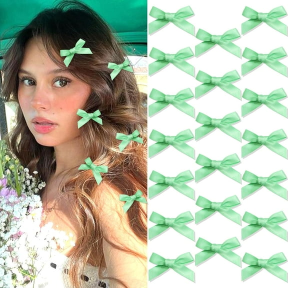 20Pcs St. Patrick's Day Mini Bow Hair Clips Irish Festival Green Small Hair Bows Cute Bowknot Ribbons for Girls Sweet Bows for Hair Non Slip Hair Barrettes Bowknot Hair Accessories for Women