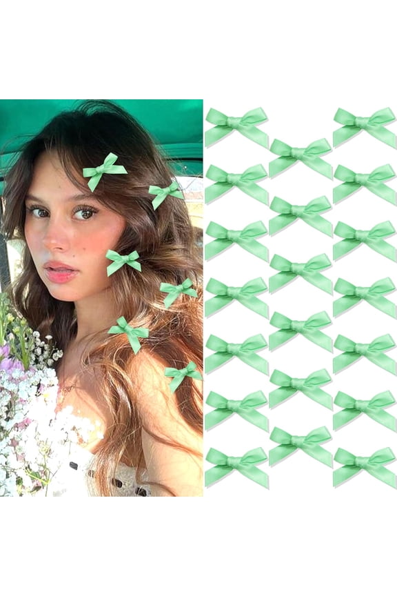 20Pcs St. Patrick's Day Mini Bow Hair Clips Irish Festival Green Small Hair Bows Cute Bowknot Ribbons for Girls Sweet Bows for Hair Non Slip Hair Barrettes Bowknot Hair Accessories for Women