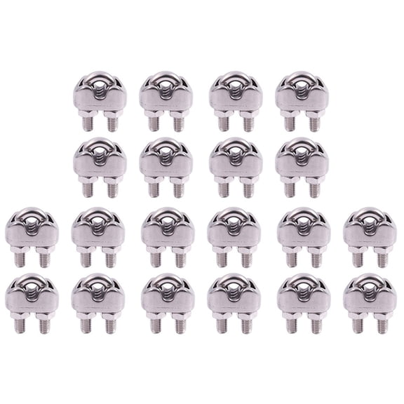 20Pcs Stainless Steel Cable Clip Saddle Clamp for Ropes 0.3cm 3mm Wire