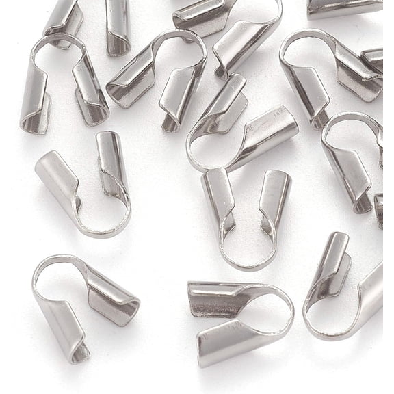 20Pcs Stainless Steel Calotte Ends Bead Tips Clamshell Knot Cover Open Bead Tips Endcaps Stainless Steel Color Crimp Beads for DIY Bracelet Necklaces Earrings Jewelry Making 9.5x5mm for DIY