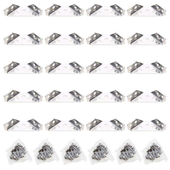 20Pcs Stainless Steel Corner Brackets Invisible Shelf Brackets Support for Cupboard Cabinet Chair Furniture Fixing