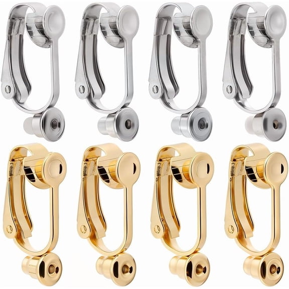 20Pcs Stainless Steel Earring Clips Clip on Earring Converters Silver with 20Pcs Silicon Earring Pads Open Loop Earrings Converter for Non Pierced Ears Women Jewelry Making DIY Crafts for diy making