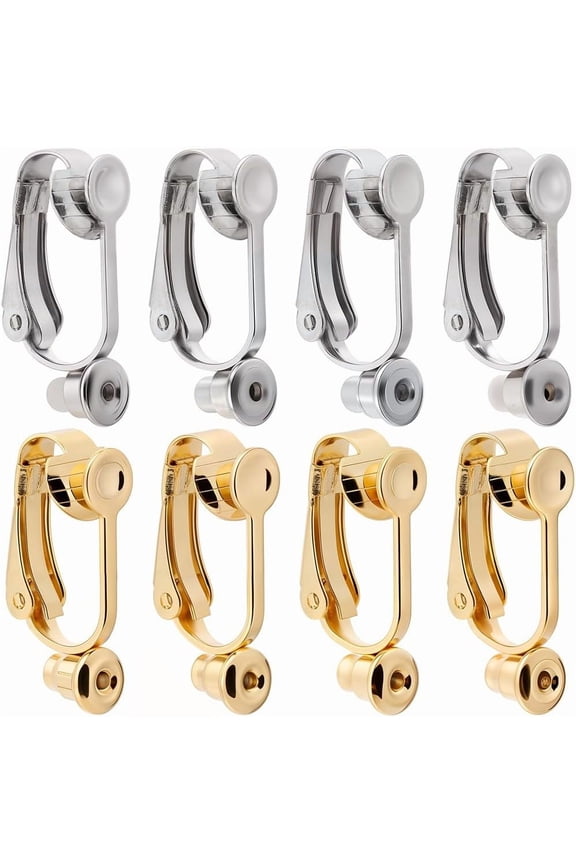 20Pcs Stainless Steel Earring Clips Clip on Earring Converters Silver with 20Pcs Silicon Earring Pads Open Loop Earrings Converter for Non Pierced Ears Women Jewelry Making DIY Crafts for diy making