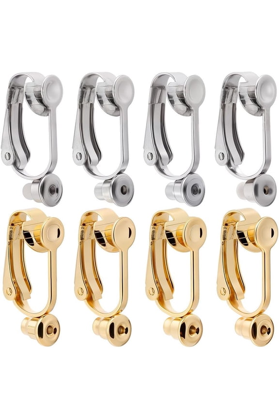 20Pcs Stainless Steel Earring Clips Gold Clip on Earring Converters Silver with 20Pcs Silicon Earring Pads Open Loop Earrings Converter for Non Pierced Ears Women Jewelry Making DIY Crafts