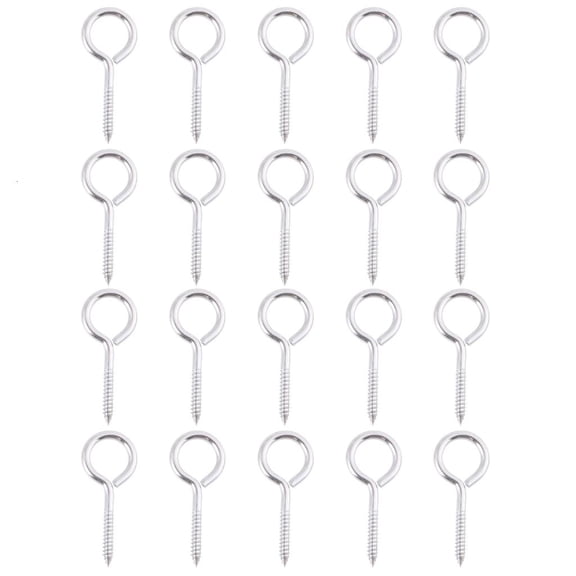 20Pcs Stainless Steel Eyes Rings Hook Tapping Screws Hook Heavy Duty Eyes Screw Metal Small Tapping Screw Hook Rings