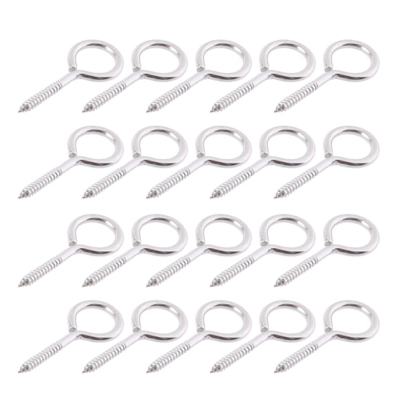 20Pcs Stainless Steel Eyes Screw Heavy Duty Eyelet Screw Metal Small Tapping Screw Hook Rings for Indoor & Outdoor Use