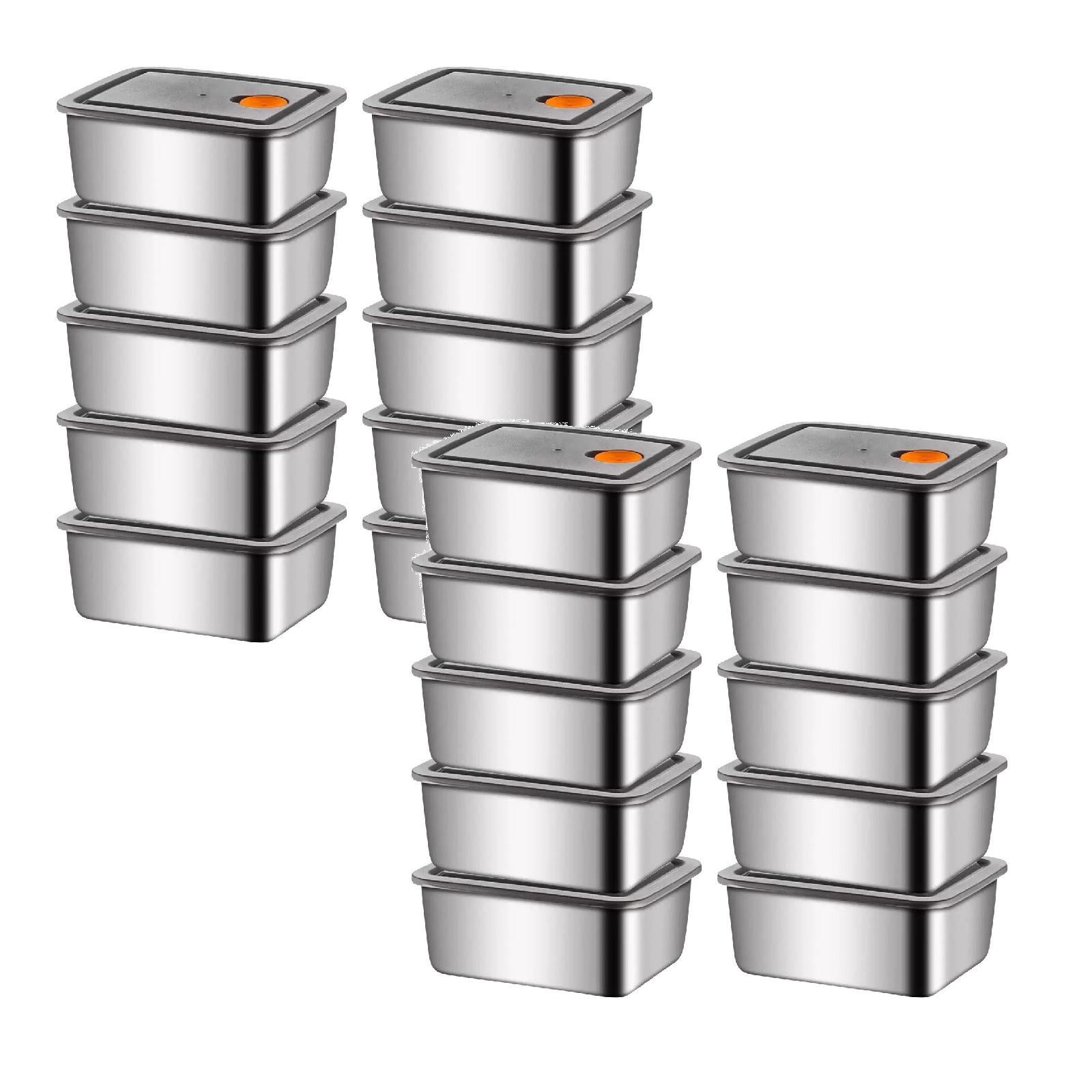 20Pcs Stainless Steel Food Storage Containers Airtight Kitchen Meal Prep Containers With Lids For Refrigerator Microwave Bento Lunch Closure Bags Lids Boxes