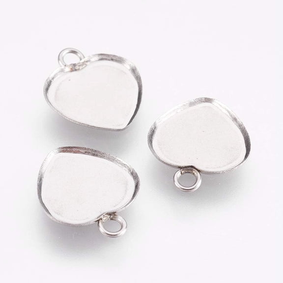 20Pcs Stainless Steel Heart Trays 13x11x1mm for DIY handcrafting