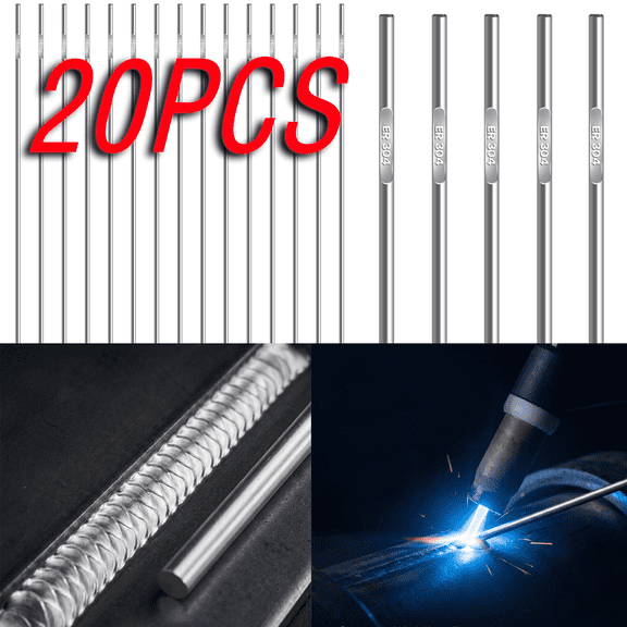 20 Pcs ER304 Stainless Steel TIG Welding Rods, 1/16" x 15.75" TIG Filler Metal, High Purity Welding Wire for 304 Stainless Steel Repair, Stable Arc & Low Fume