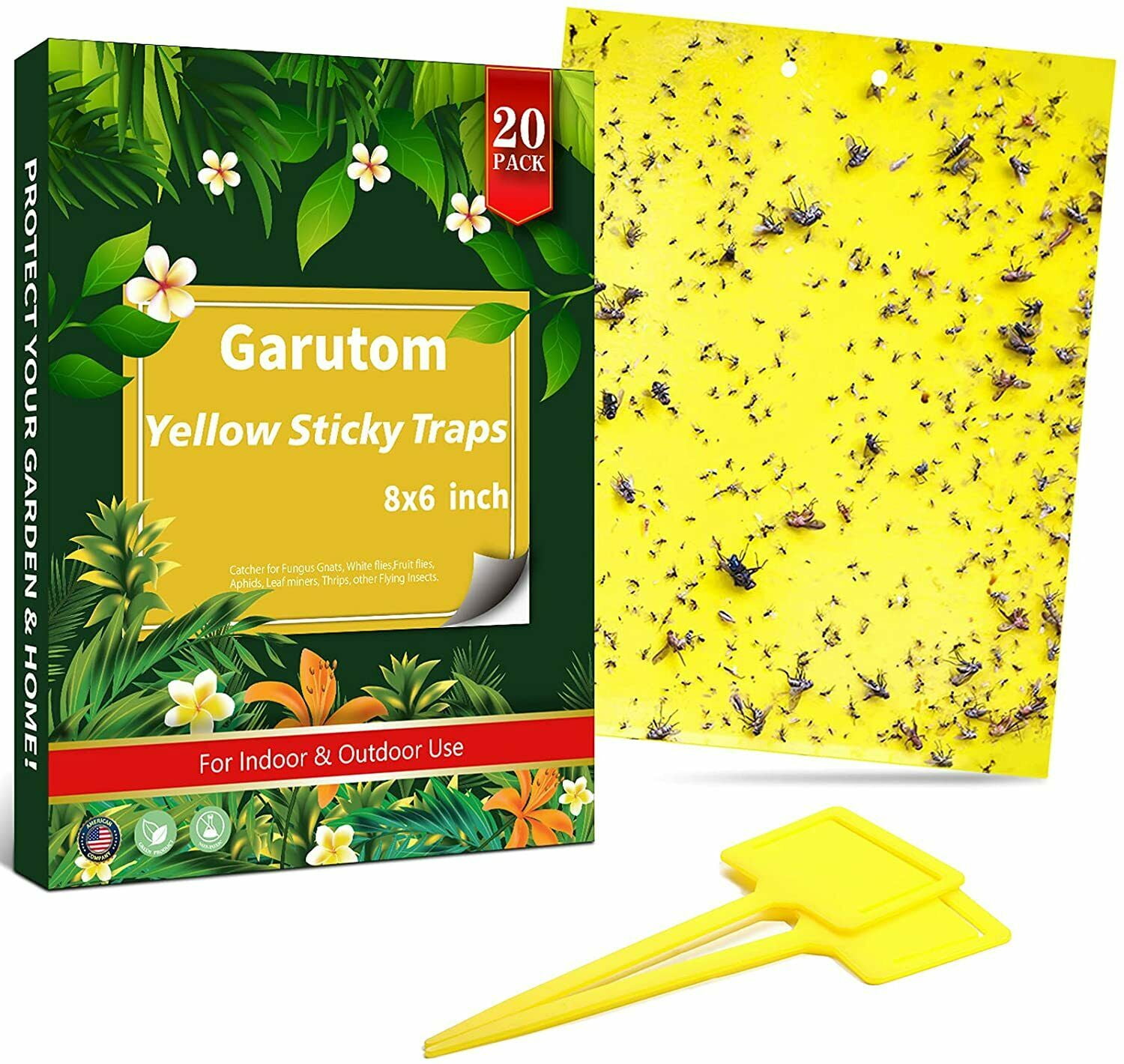 Sticky Insect Paper 20Pcs Sticky Fly Trap Paper Yellow Traps Fruit Flies Insect Glue ...