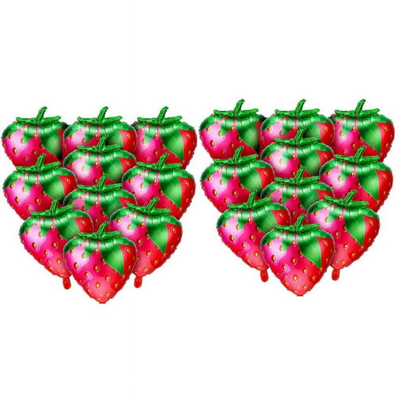 20Pcs Strawberry Balloons Sweet Strawberry Foil Mylar Balloons for Girls Strawberry Themed Birthday Party Decorations