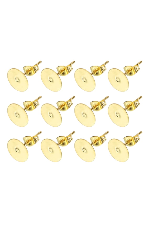 20Pcs Stud Earring Posts, 8mm Ear Pin with Butterfly Earring Backs, Gold