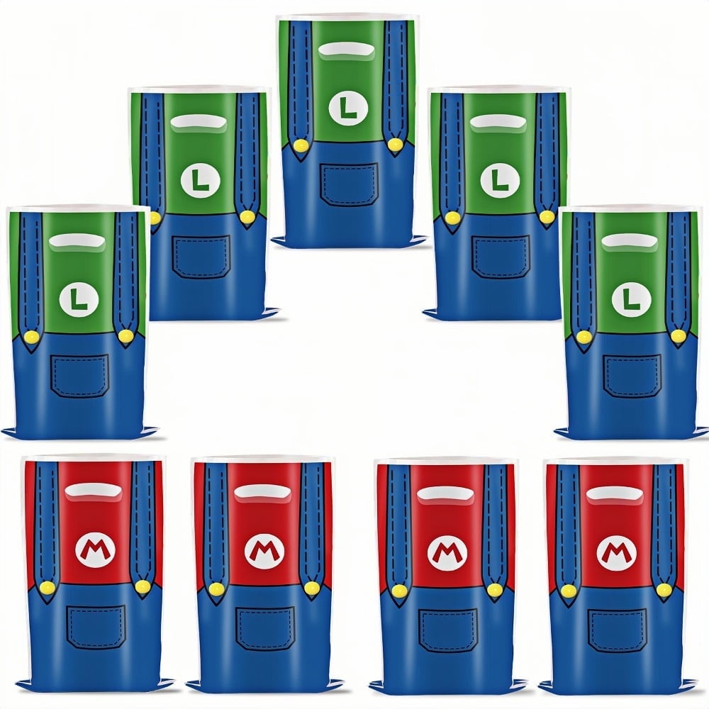 20Pcs Super Mario Bros Anime Cartoon Theme Party Gift Bags, Handheld Favor Candy Bags with Carry Handle for Birthday Party Decorations Supplies