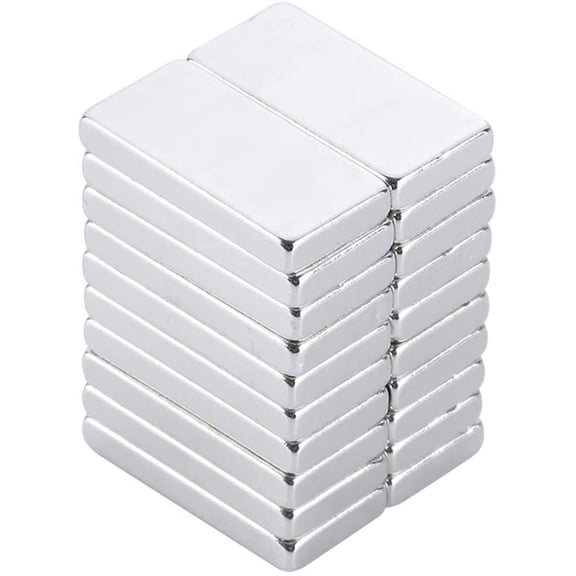 20Pcs Super Strong Block Cuboid Magnet Powerful Rare Earth N35 Neodymium Fridge, Diy, Kitchen, Basement Building - 20 X 10 X 2Mm