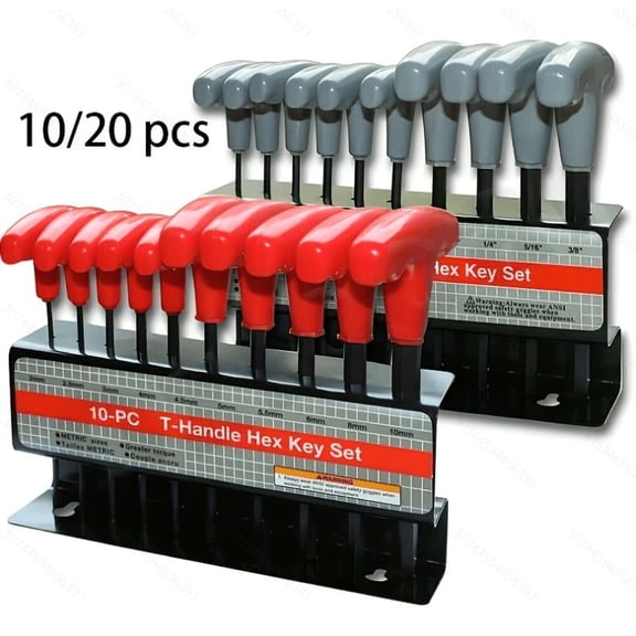 20Pcs T Handle Allen Wrench Set Hex Key Set Portable Hand Tools Hexagon Spanner Set for Repairing, (Inch)