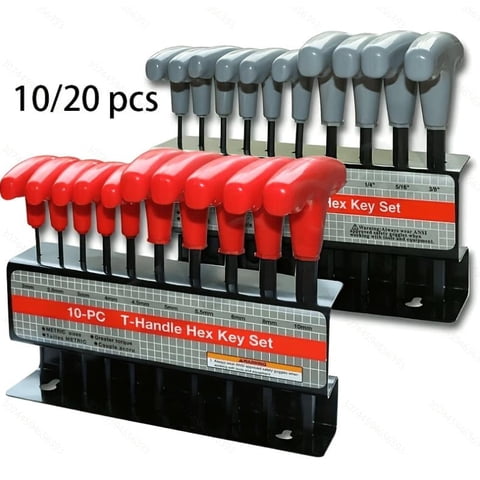 20Pcs T Handle Allen Wrench Set Hex Key Set Portable Hand Tools Hexagon Spanner Set for Repairing, (Inch)