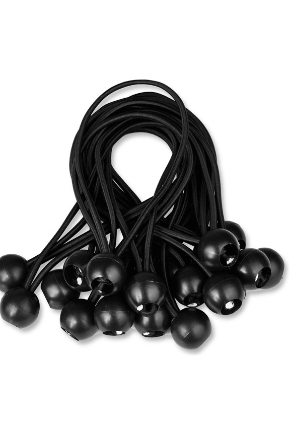 20Pcs Tarpaulin Bungee Cords Ball Bungee Cords Rubber Bungee Cords For Banner, Tarpaulin, Pavilion, Tent, Curtains Extension Harness, Tarpaulin Holder Black
