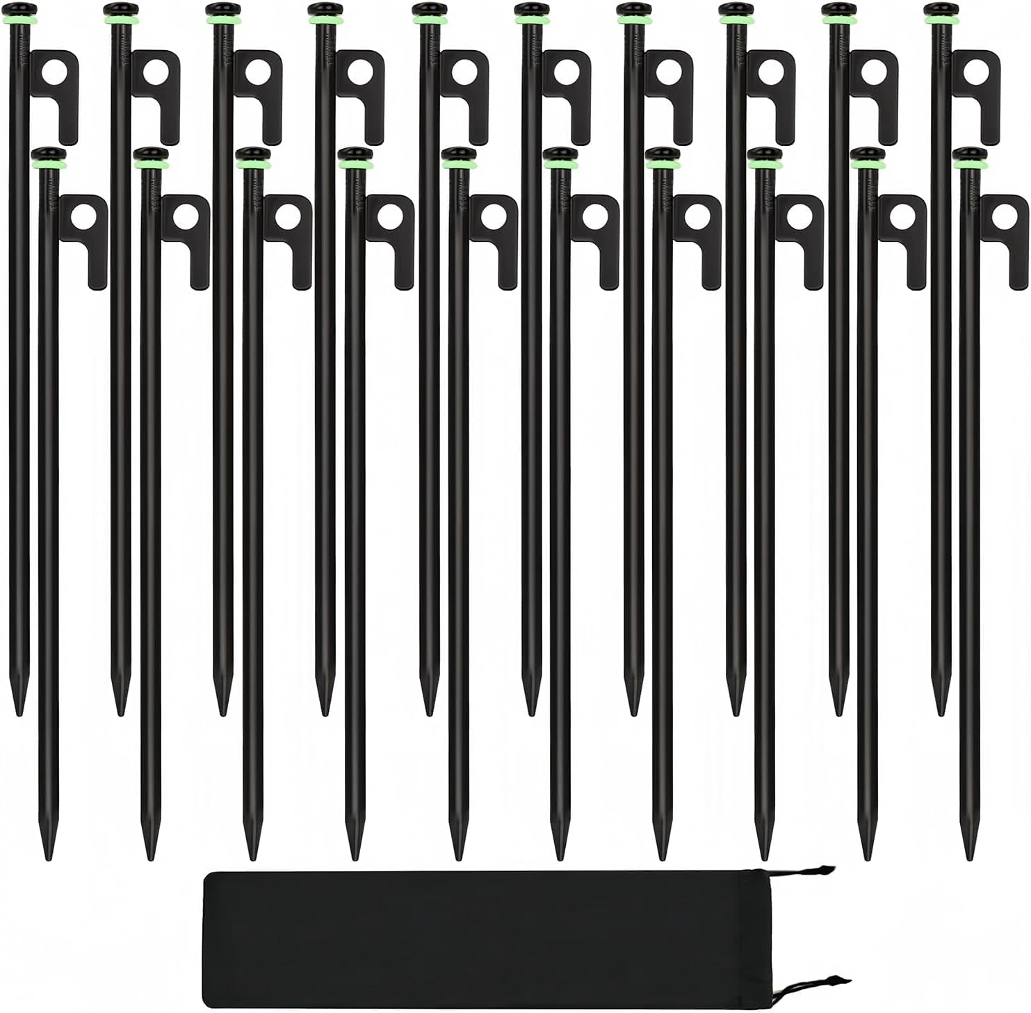 20Pcs Tent Stakes, 16in Heavy Duty Tent Stakes, Dia 0.35" Forged Steel Stakes Heavy Duty for Tent Used on Rocks, Grassland, Snowfield(20Pcs 16in Stakes)
