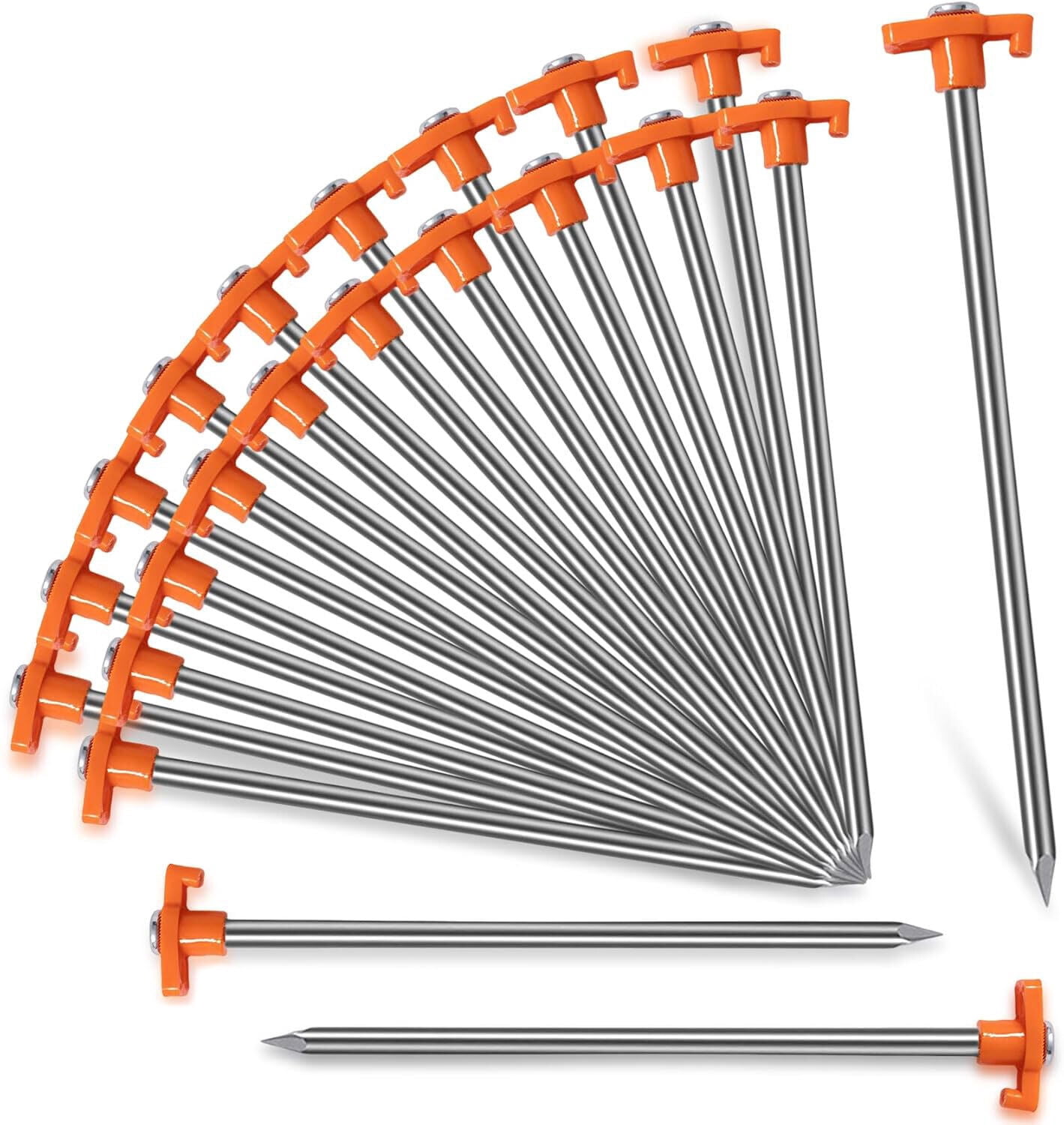 20Pcs Tent Stakes Heavy Duty, 10'' Yard Stakes Non-Rust Tent Pegs Ground Stakes