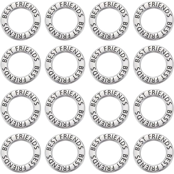 20Pcs Tibetan Style Alloy Linking Rings Round Ring with Word Best Friends Antique Silver 19.5x2mm Inner Diameter: 12mm
