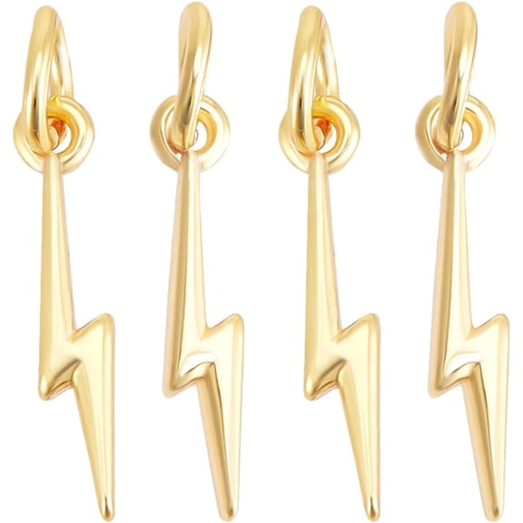 20Pcs Tiny Lightning Bolt Charms Real 18K Gold Plated Bulk Flash Shape Weather Storm Thunder Dangle Pendants Lightning Charm for Necklace Earrings Bracelets DIY Jewelry Making 9x2.5mm 1set