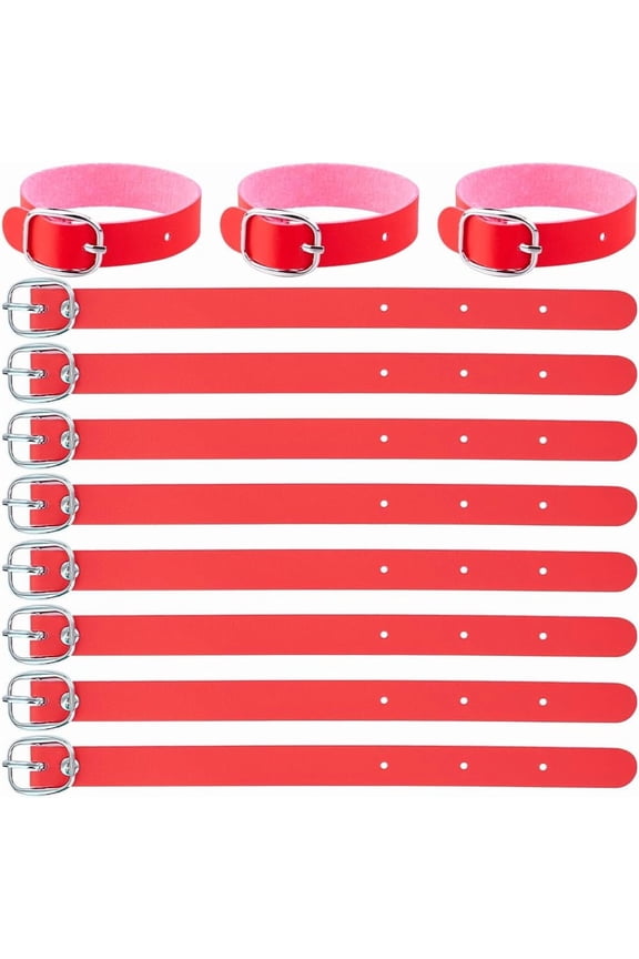 20Pcs Traditional Kilt Extender Straps Necklaces 8x0.5 Inch Scottish Stirrup Red PU Leather Cuff Armbands Non Slip Sleeve Holders Belt Leather Luggage Tag Straps for Kilts Coat
