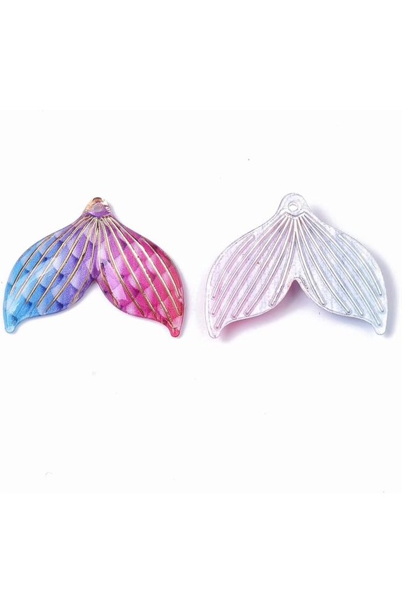 20Pcs Transparent Acrylic Fishtail Pendants Pendants Charms with Spray Paint Bottom Colorful Fishtail Charms for Necklace Bracelet Jewelry Making DIY Craft Making 24.5x29.5x4mm Mixed Color