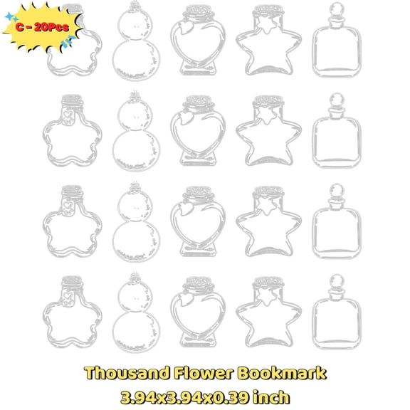 20Pcs Transparent Bookmarks for Dried Flowers, Clear Bookmarks for Pressed Flowers, Handmade DIY Transparent Beautiful Flower for Book Bottle Supplies (C)