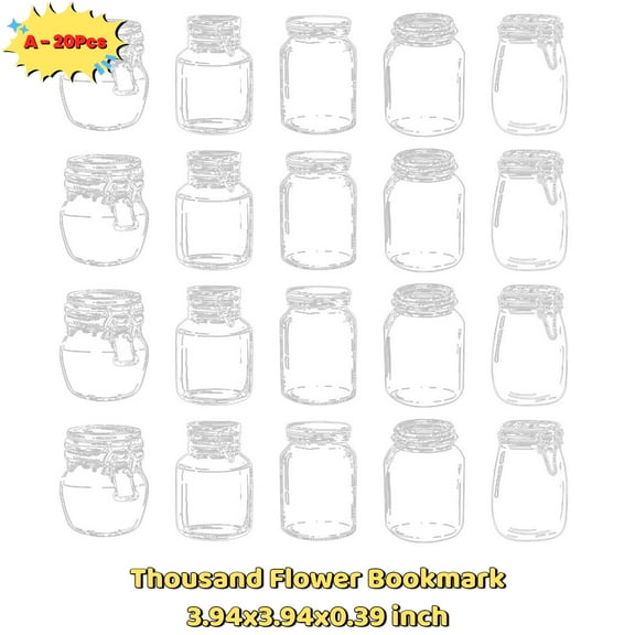 20Pcs Transparent Dried Flower Bookmarks, 2025 Handmade DIY Bookmarks Without Dried Flowers, Cute Clear Bookmark Kit for Pressed Flowers Page Clips Bookmark (A)