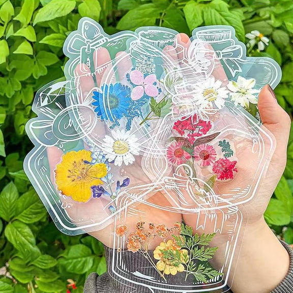20Pcs Transparent Dried Flower Bookmarks-DIY Gifts Bookmarks, Transparent Dry Flower Bookmark, DIY Cute Clear Bookmarks Thousand Floral Page for Pressed Clips Crafts (Clear Random 20Pcs)