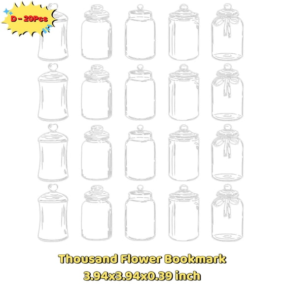 20Pcs Transparent Dried Flower Bookmarks, Handmade Dried Flower Bookmarks Kit, Handmade DIY Transparent Beautiful Flower Page (D)