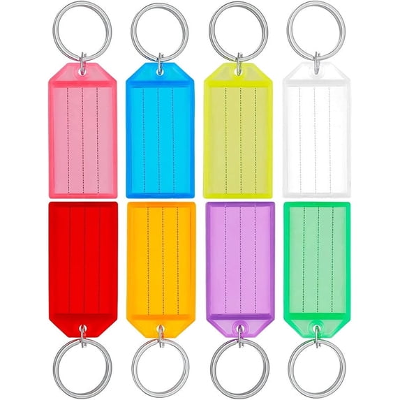 20Pcs Transparent Keychains with Label Windows for Clear Identification