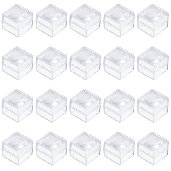 20Pcs Transparent Plastic Ring Viewer Magnifier Boxes Magnifier Cubes for Coins Jewelry Stones Specimens Clear 26x26x23mm diy