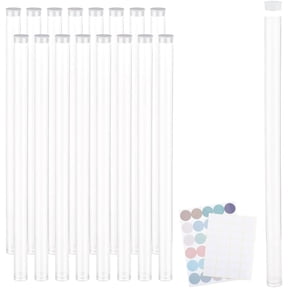 20Pcs Transparent Tube Plastic Bead Containers with Lid Bead Storage Tubes with 1Pc Dot PVC Plastic Stickers & 1Pc Rectangle Paper Writable Blank Stickers Mixed Color 33.5x1.9cm