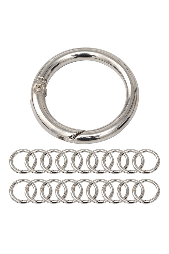 20Pcs Trigger Spring O Rings Round,Metal Keychain Ring Round Carabiner Clips for Keyrings Buckle, Bags, Purses
