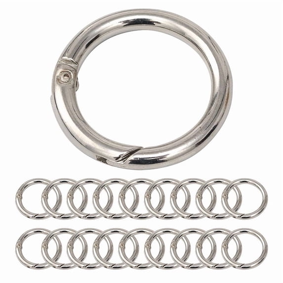 20Pcs Trigger Spring O Rings Round,Metal Keychain Ring Round Carabiner Clips for Keyrings Buckle, Bags, Purses