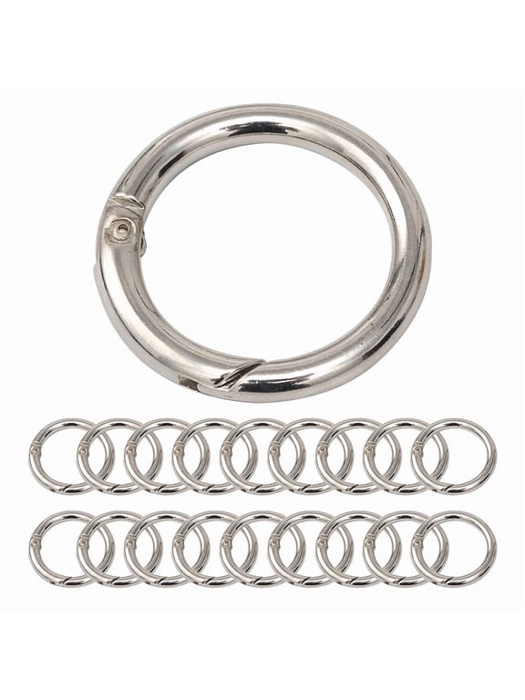 20Pcs Trigger Spring O Rings Round,Metal Keychain Ring Round Carabiner Clips for Keyrings Buckle, Bags, Purses