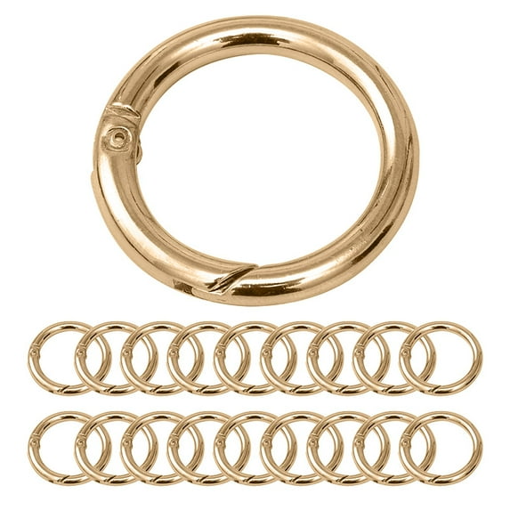 20Pcs Trigger Spring O Rings Round,Metal Keychain Ring Round Carabiner Clips for Keyrings Buckle, Bags, Purses