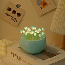 20Pcs Tulip Night Light Tulip Flower Table Lamp DIY Simulation Tulip LED Nightlight Handmade Bedside Light Battery Operated