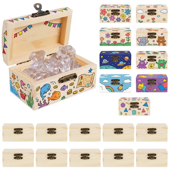 20 Pcs Unfinished Wooden Box, Bulk Small Wood Storage Chest with Hasp Latch for DIY Craft Project Party Favors