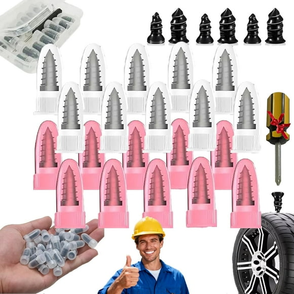 20Pcs Vacuum Tire Mending Nail Kit, Tire Repair Rubber Nail Kit with Box, Screw in Tires Repair Plugs, Portable Not Easy to Fall, Quick fix, Individually Packaged, for Cars, Trucks