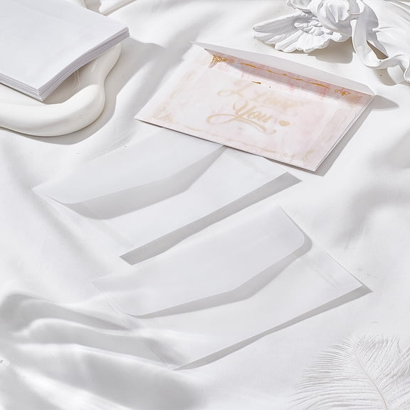 20Pcs Vegetable Parchment Envelope White Rectangle Blank Paper Envelopes Translucent Paper Envelope for Seed Coin Greeting Card and Stamp Cards,